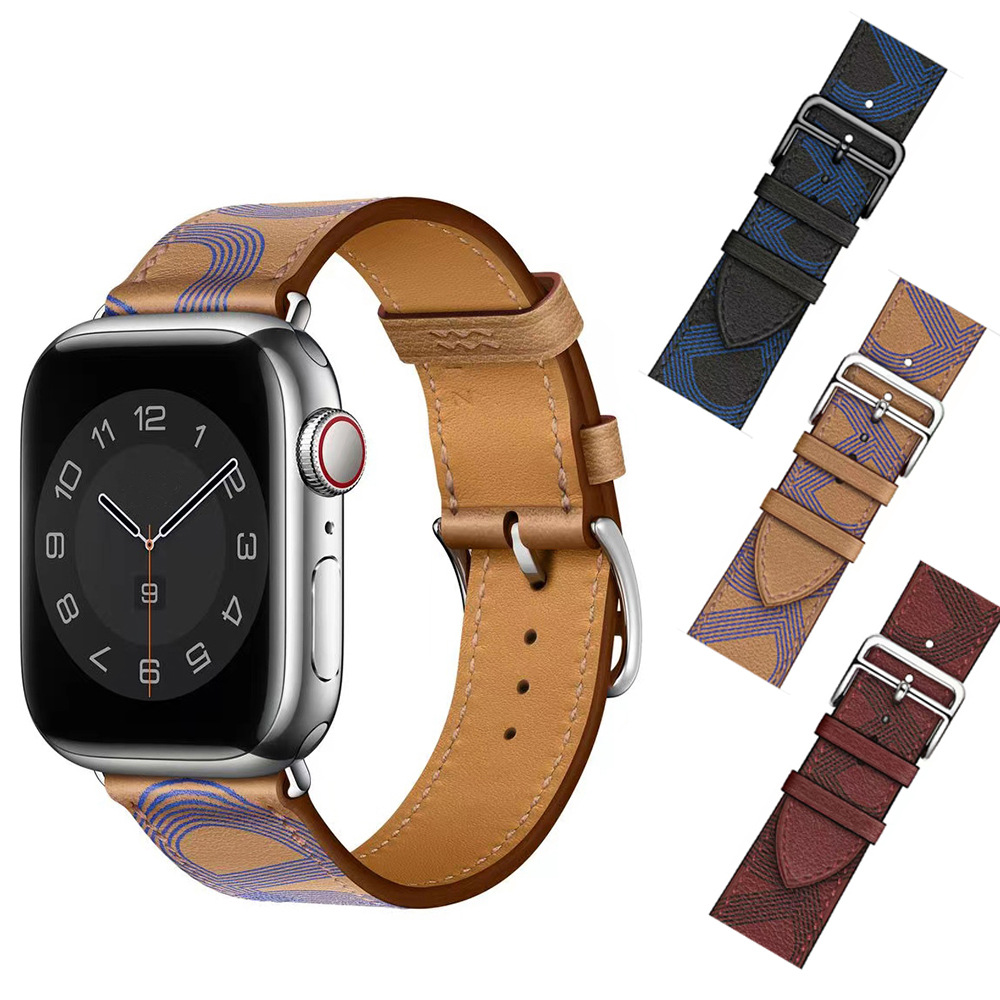 Applicable to AppleWatch7 leather strap iWatch6/SE Apple watch 12345…