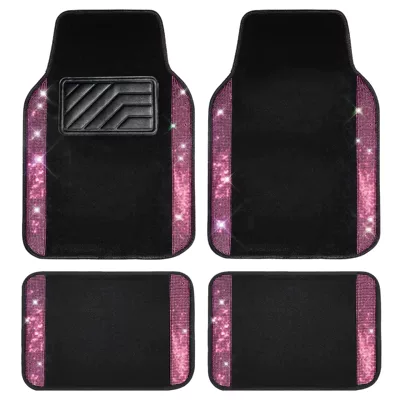 Crystal-Encrusted Diamond Car Floor Mats, Universal Foot Pad