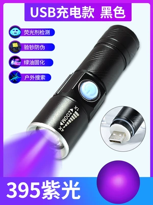 Identification Uv Curing Lamp Fluorescent — UV fənərlər - usb-charging-model-uv395-purple-light-black