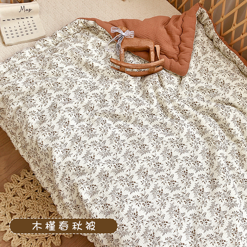 新生宝宝纯棉纱布被子婴儿秋冬加厚盖被幼儿园儿童四季通用空调被|undefined