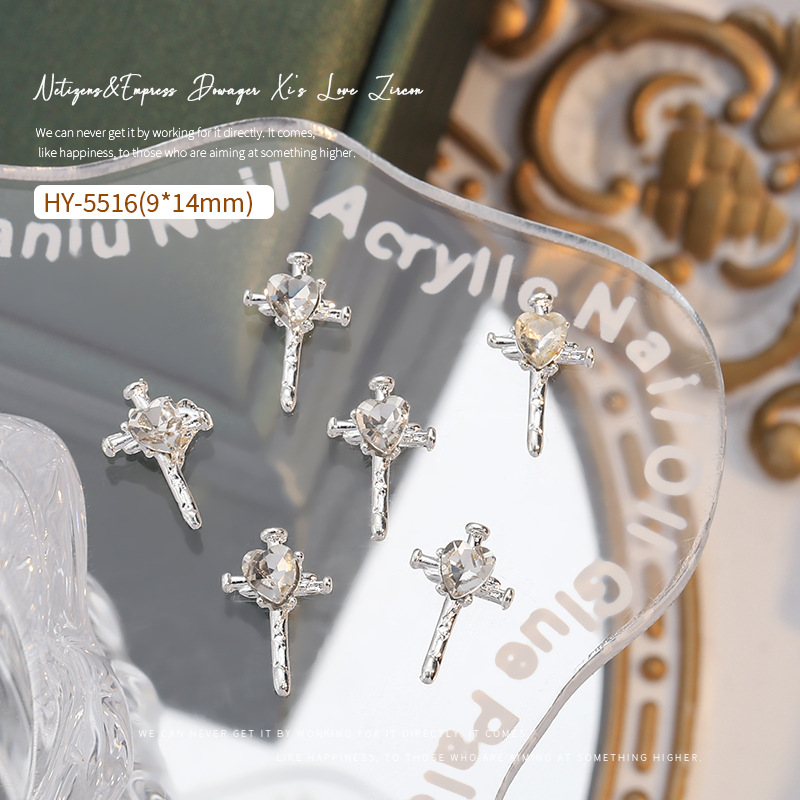 Nueva celebridad en línea flash tridimensional Cruz joyería de uñas de ganchillo taladro de uñas Super Flash aleación decoraciones de uñas