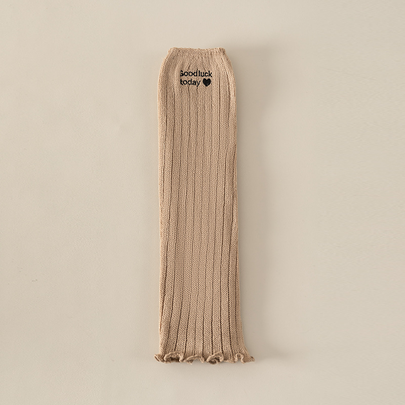 Beinwärmer Baumwoll-Maillard-Socken für Damen, Frühlings- und Herbst-Florsocken mit Herzstickerei, JK-japanische Strickwolle, Herbst- und Winter-Wadensocken_voghion.com