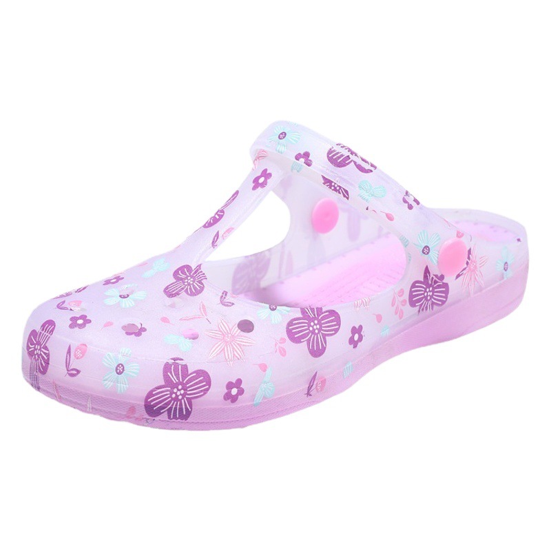 2024 zapatos antideslizantes ligeros del agujero del verano Sandalias planas de las mujeres zapatos de la enfermera dedo del pie cerrado al aire libre más los zapatos de la playa de La jalea del tamaño