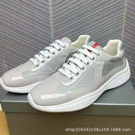 广州外贸跨境P家America cup真皮男士运动鞋漆皮系带耐磨休闲鞋低