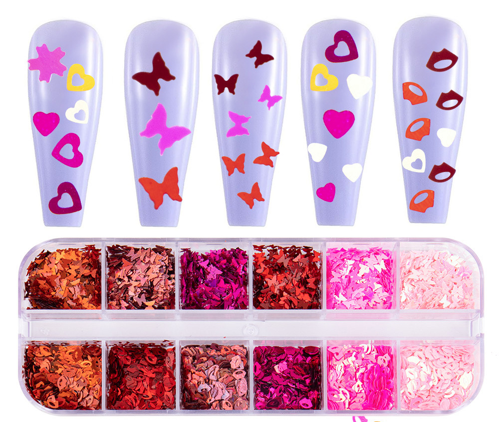 30g Weight Nail Decoration Accessories Nail Supplies See detail page-[15 Books in a Box] Rainbow Horse Keychain Box Quantity Sequin Material Square, Moon, Heart Shape Pattern Simple Style Style Hot 12 Nail Art Too Small Sequins Nail Art Jewelry For Valentine's Day Ultra-Thin Nail Sticker Wholesale 2