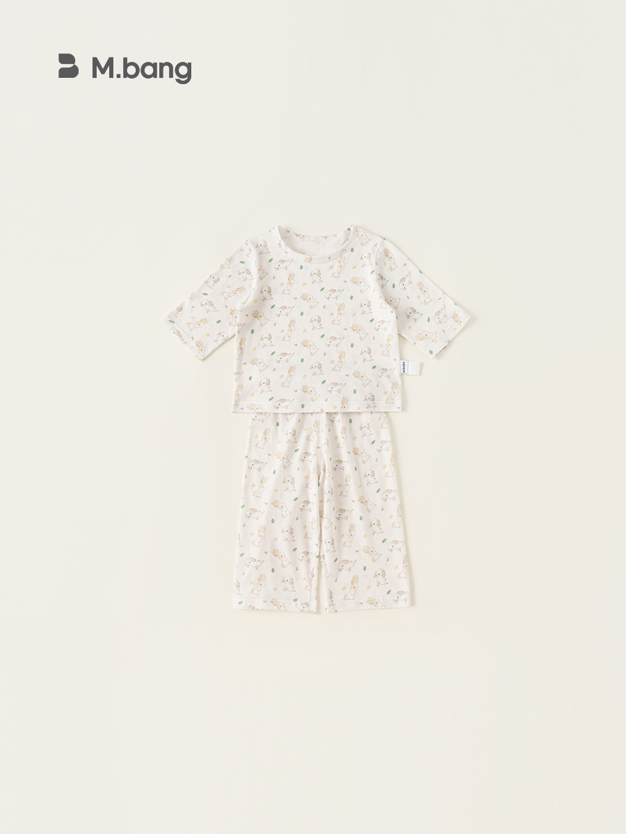 Yubao ropa para niños pijamas para niños verano estilo fino estampado de dibujos animados traje de servicio a domicilio bebé de dos piezas XT24362