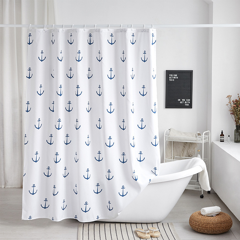 Waterproof and impermeable printed curtain, polyester non perforated shower curtain_voghion.com