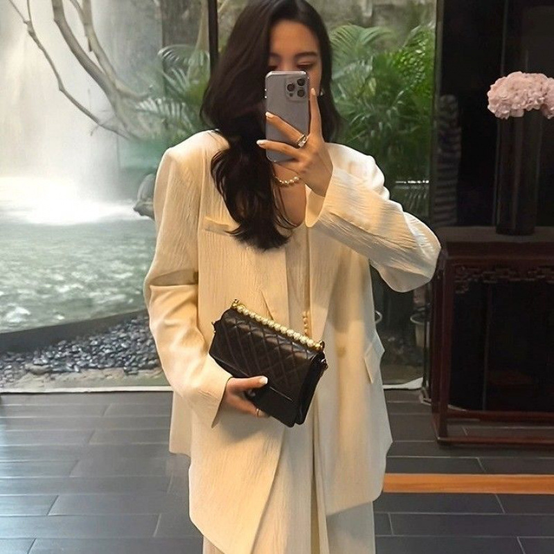 新品感西装套装女春秋新款休闲吊带裙西服外套气质显瘦两件套|undefined