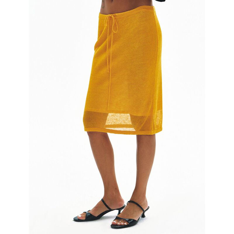 【Timeless Black Label】New Fashionable Linen Breathable Knit Stretch Solid Color Sheer Skirt for Women V60960