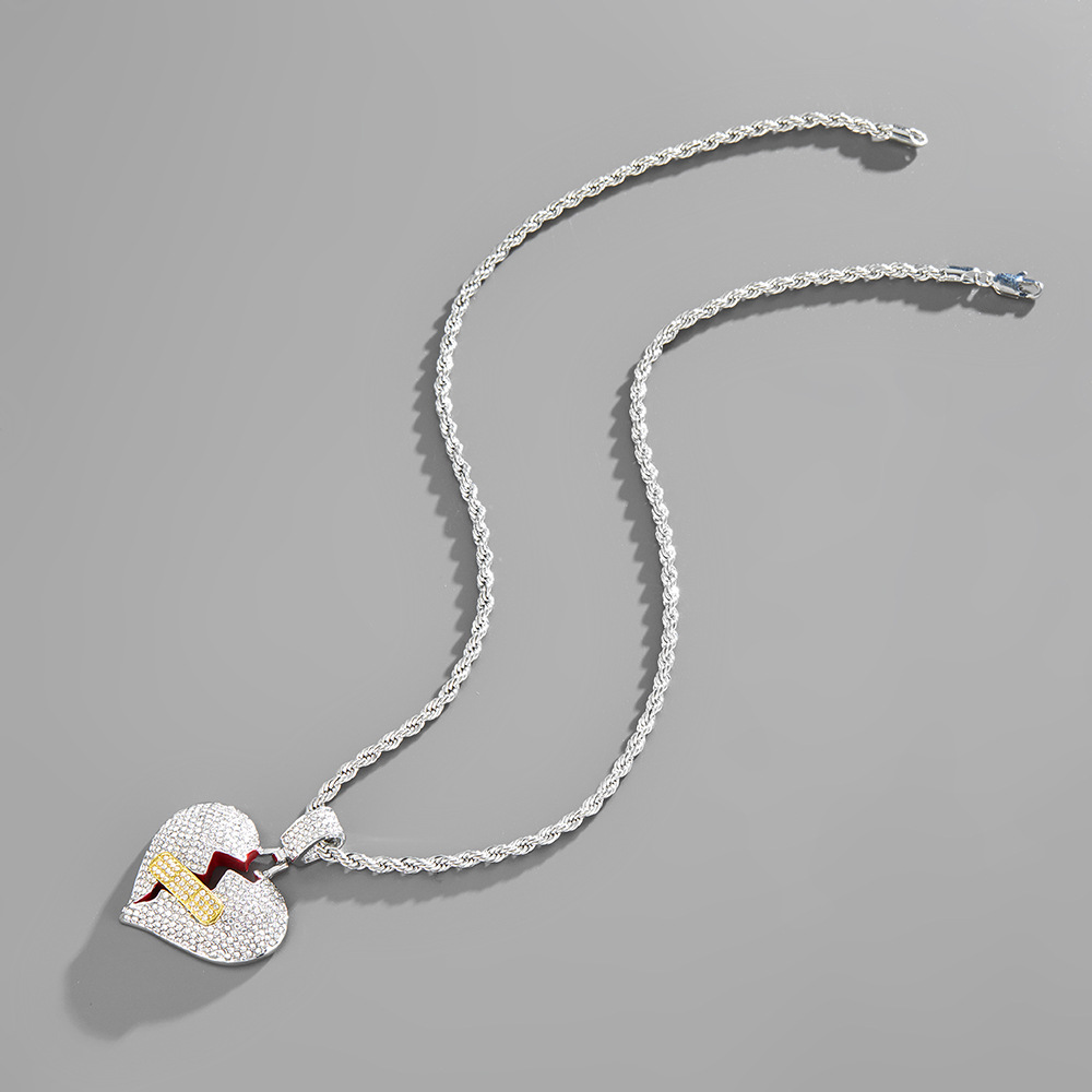 Broken Heart Pendant Necklace With Diamond Accents For Women_voghion.com