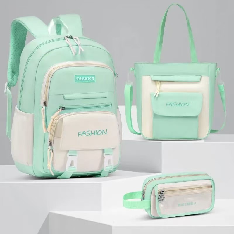 Escuela primaria, niña, mochila simple, mochila, juego de tres piezas, escuela primaria, escuela secundaria, mochila escolar, libro infantil ligero y de gran capacidad