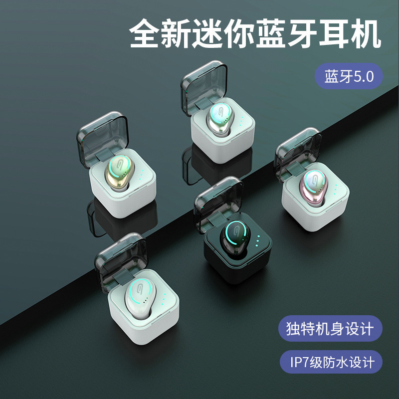 Mini Single-Ear Wireless Bluetooth Headset 5.0 with Charging Case, Sports In-Ear, Factory Direct Sale, Trendy Sports Model