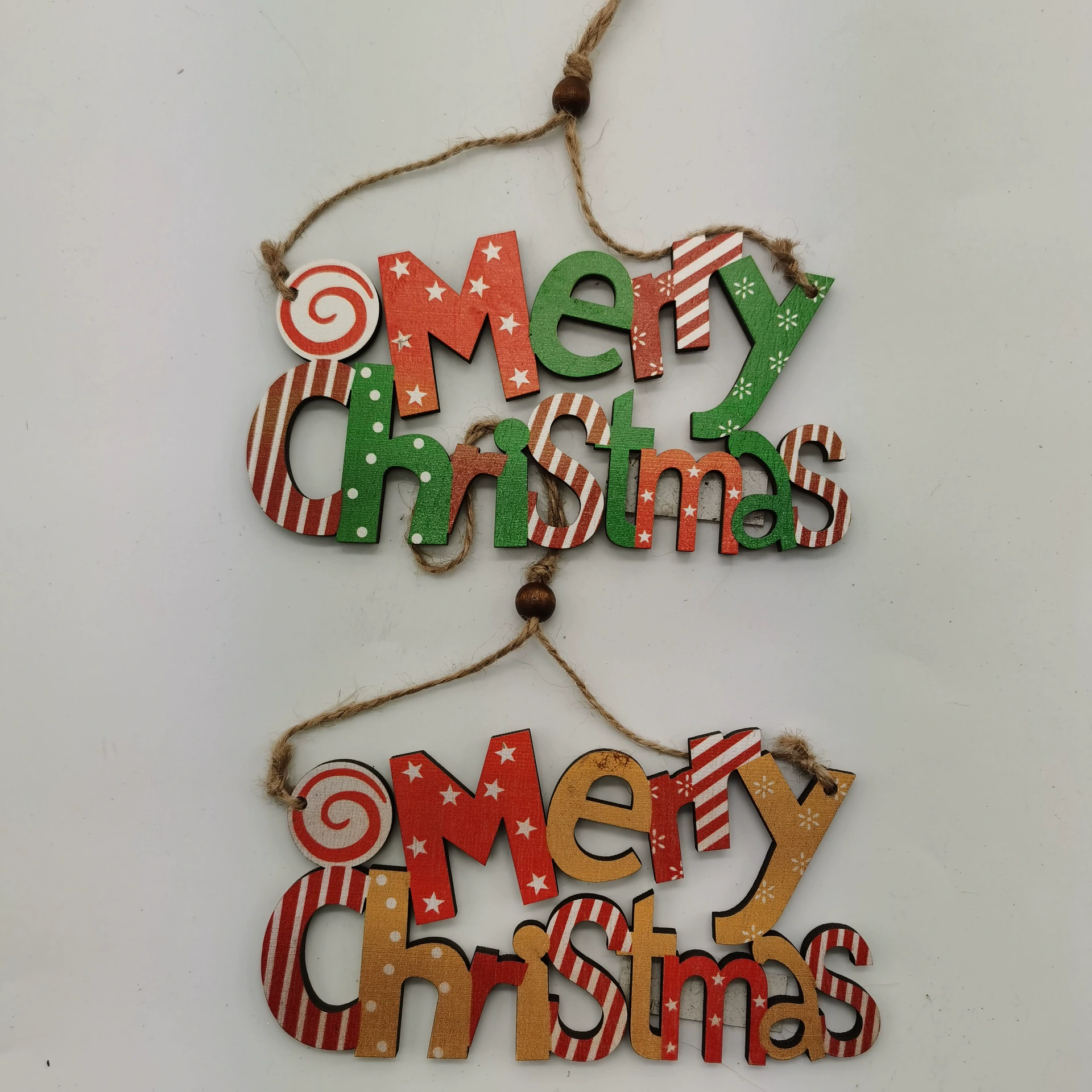 2021 Новое рождественское праздничное украшение трехмерное расписанное вручную рождественские деревянные английские буквы висит деревянный кулон