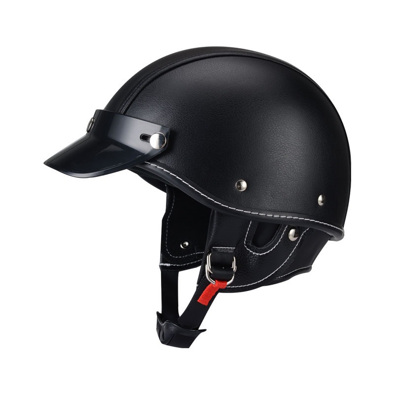 블랙 가죽 헬멧