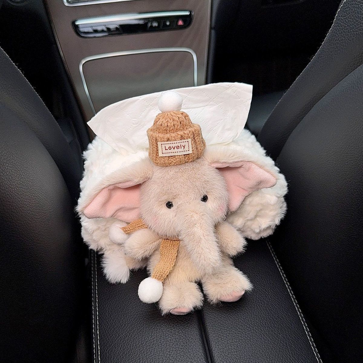 Cartoon Elephant Car Creative Seat Back Tissue Holder Car Tissue Box In-Car Armrest Box Multifunctional Tissue Box