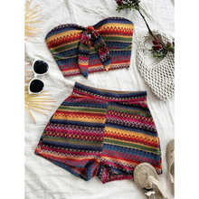 U 94872 Corset High Waist Texture Shorts Set �������¸�����