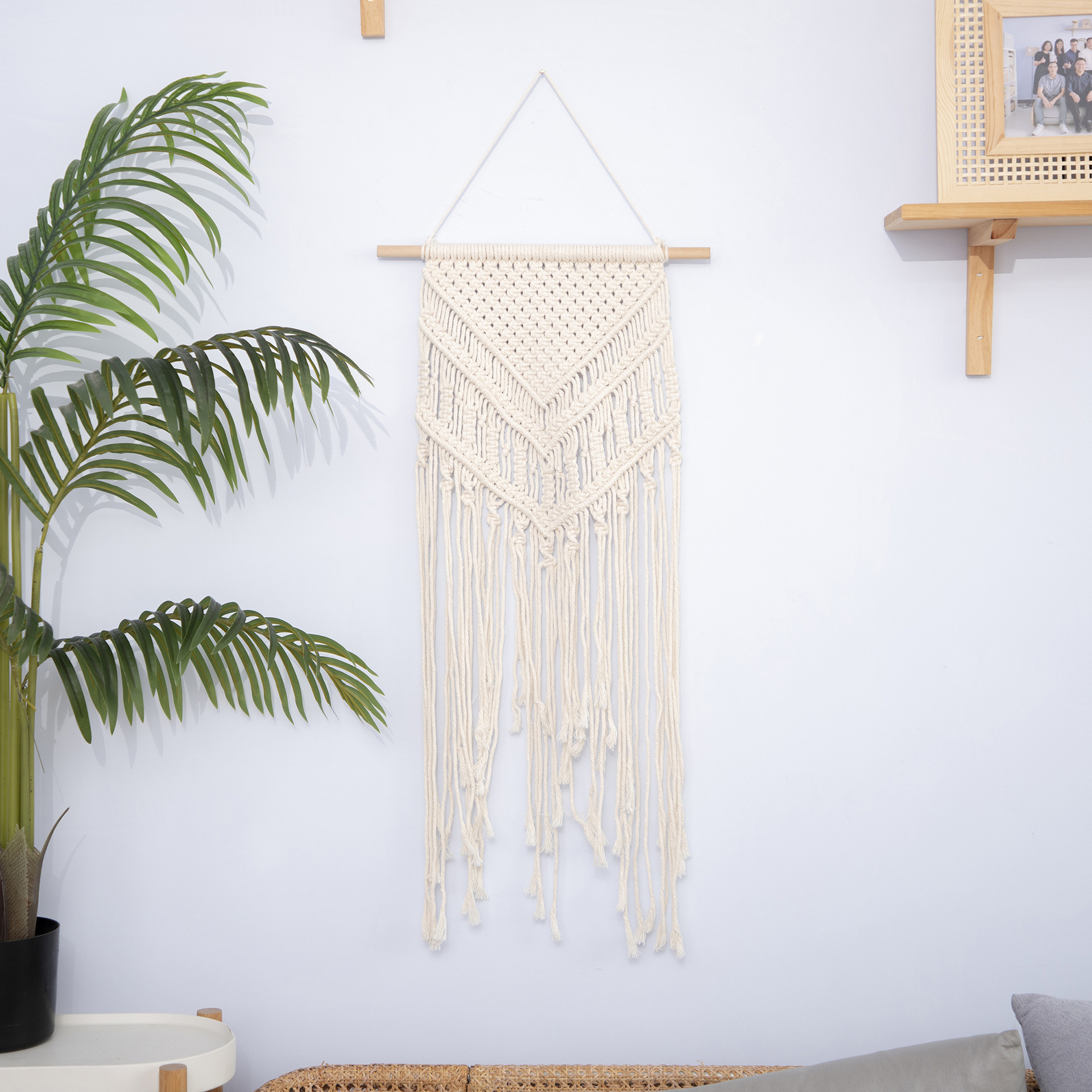 Bohemia transfronteriza Soporte para sombreros Soporte para almacenamiento de sombreros Cuerda de algodón hecha a mano Tapicería de cuerda tejida Tipo V 38*50