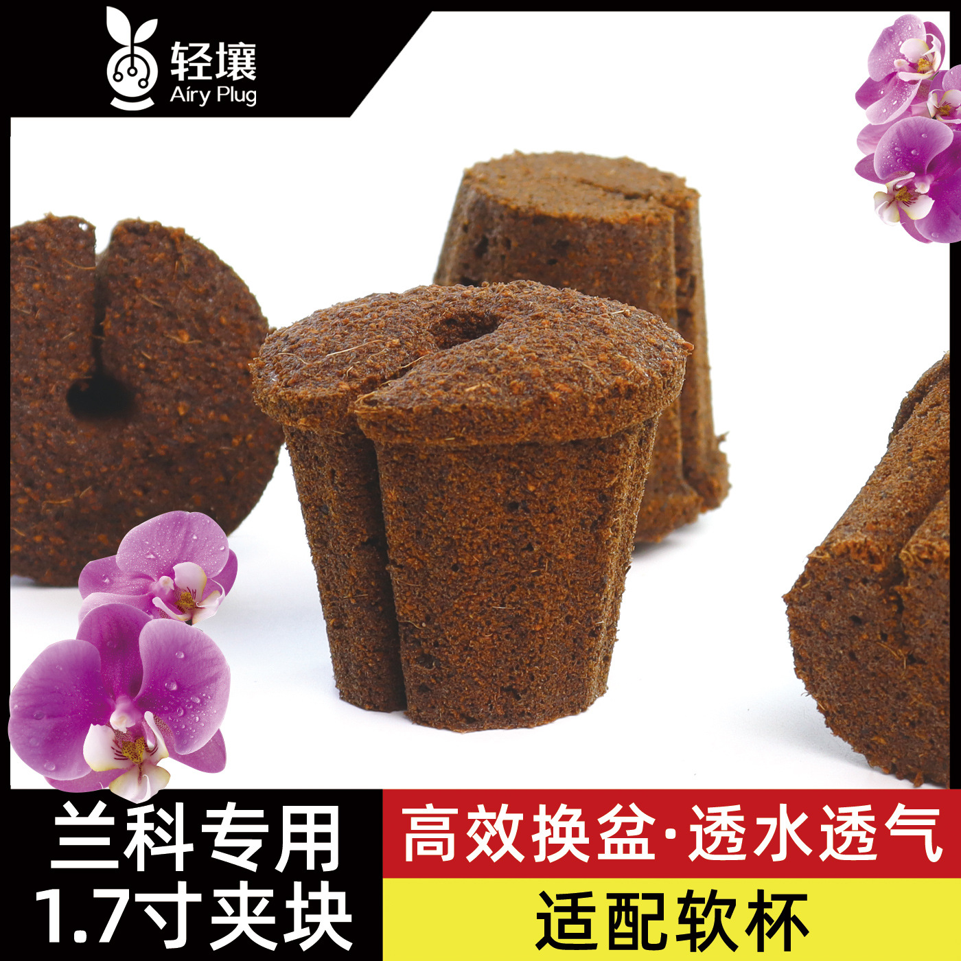 碳绵蝴蝶兰1.7寸基质绵替代水苔介质高效换盆圃乐格炭绵块育苗