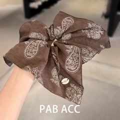 韩国复古时髦洋气腰果花方巾肥肠圈氛围感高品质弹力皮筋耐用发圈