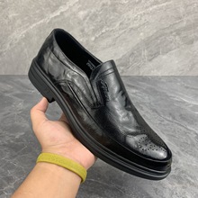NS8883头层牛皮新款休闲时尚百搭皮鞋英伦套脚商务正装黑色男皮鞋