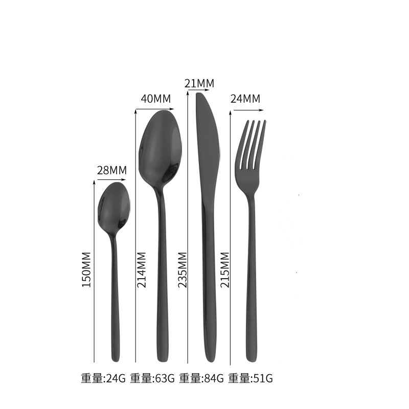 Productos de comercio electrónico transfronterizo cuchillo de acero inoxidable tenedor cuchara conjunto de cola redonda 5 piezas principales cuchillo de filete tenedor cuchara de comida tenedor cuchara de postre tenedor
