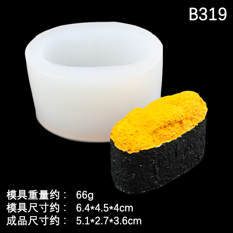 Sushi de huevas de pescado Simulación de bola de arroz de salmón Molde de silicona Diy Molde de vela de chocolate de sushi