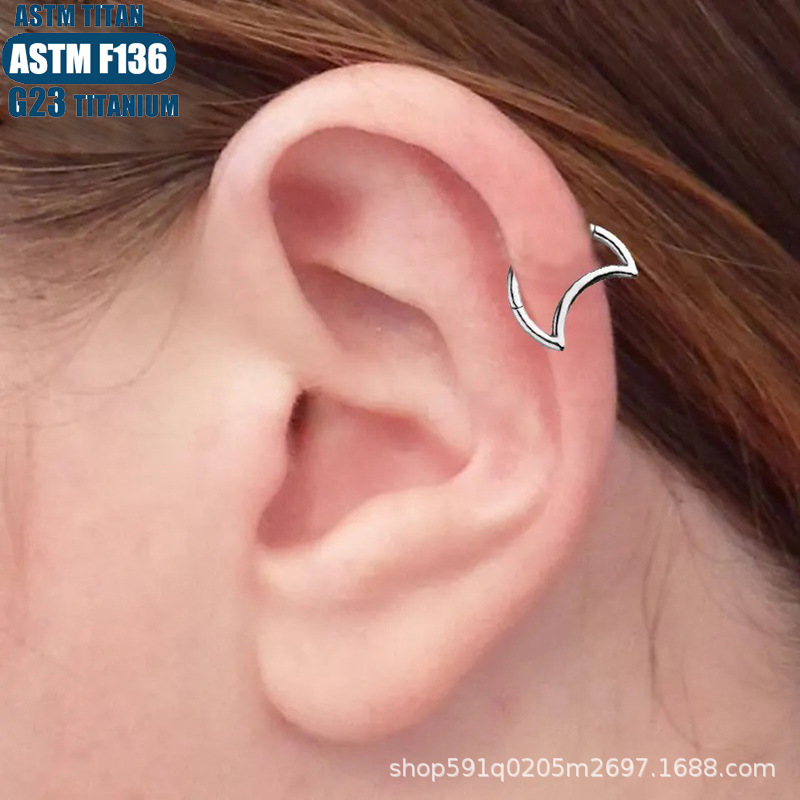 F136 Titanium Alloy Seamless Moon Nose Ring with CZ - Diamond Earring Tragus Septum Piercing Jewelry detail image 7