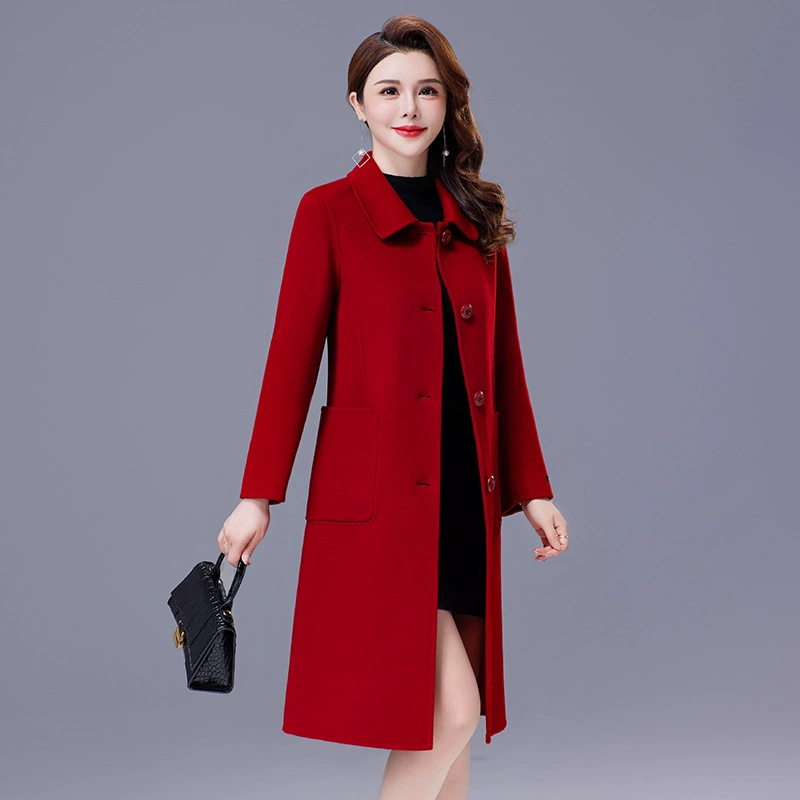 Double-sided woolen long demi-season fitted woolen coat, mid-length, 2024 years
