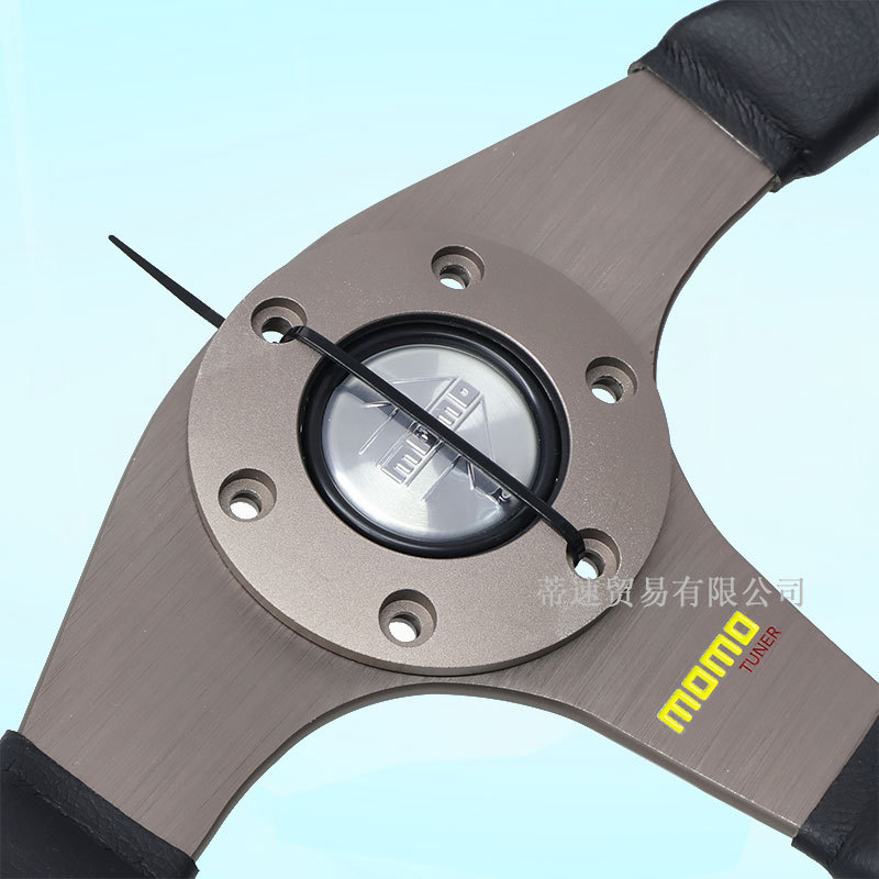 Factory direct sales MOMO modification 14inch TUNER bronze genuine leather racing steering wheel universal flat wheel 350mm