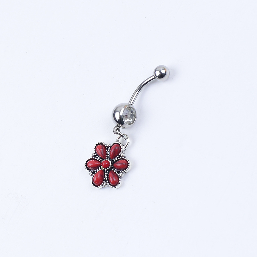Turquoise Piercing Navel Ring Creative Retro Bullhead Cactus Style_voghion.com