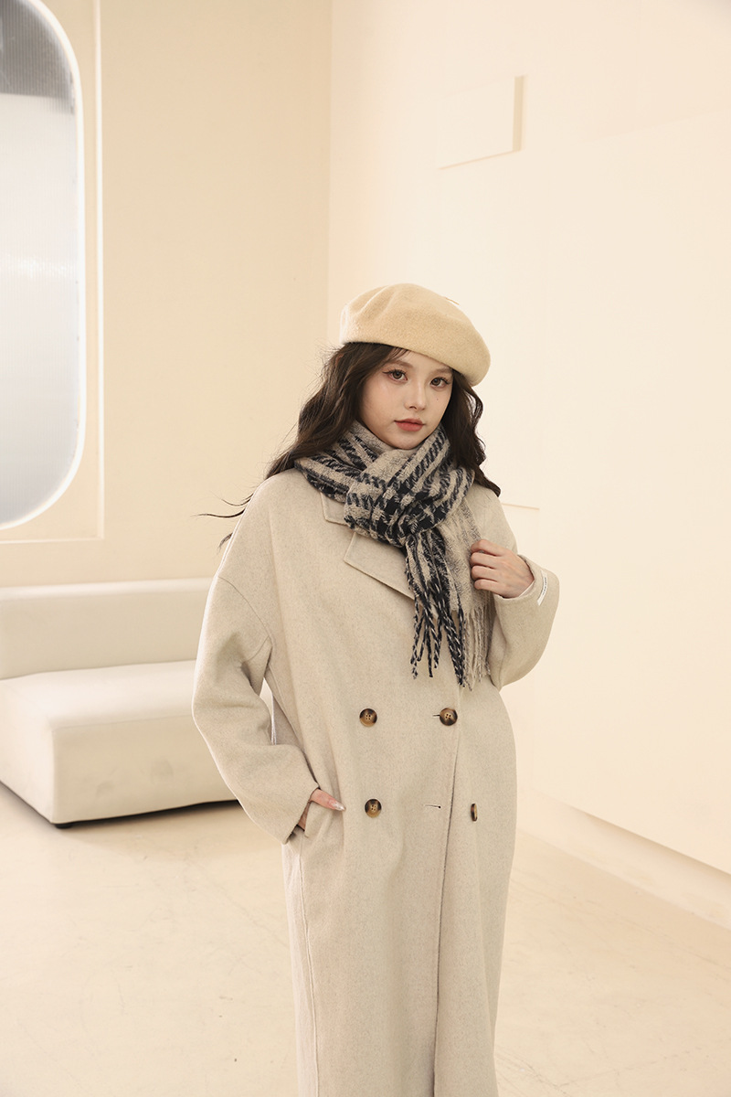 Version coréenne de l'écharpe Qianniao pour femme, polyvalente en hiver, châle à carreaux épais, écharpe haute, cadeau d'anniversaire pour_voghion.com