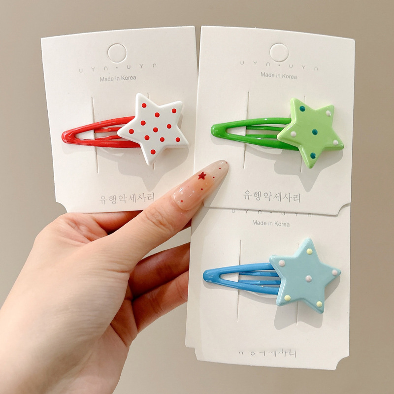 Estrellas de dopamina nuevo clip para el cabello de niños ondulado punto clip para el cabello de niñas lindas frises clip para el cabello roto