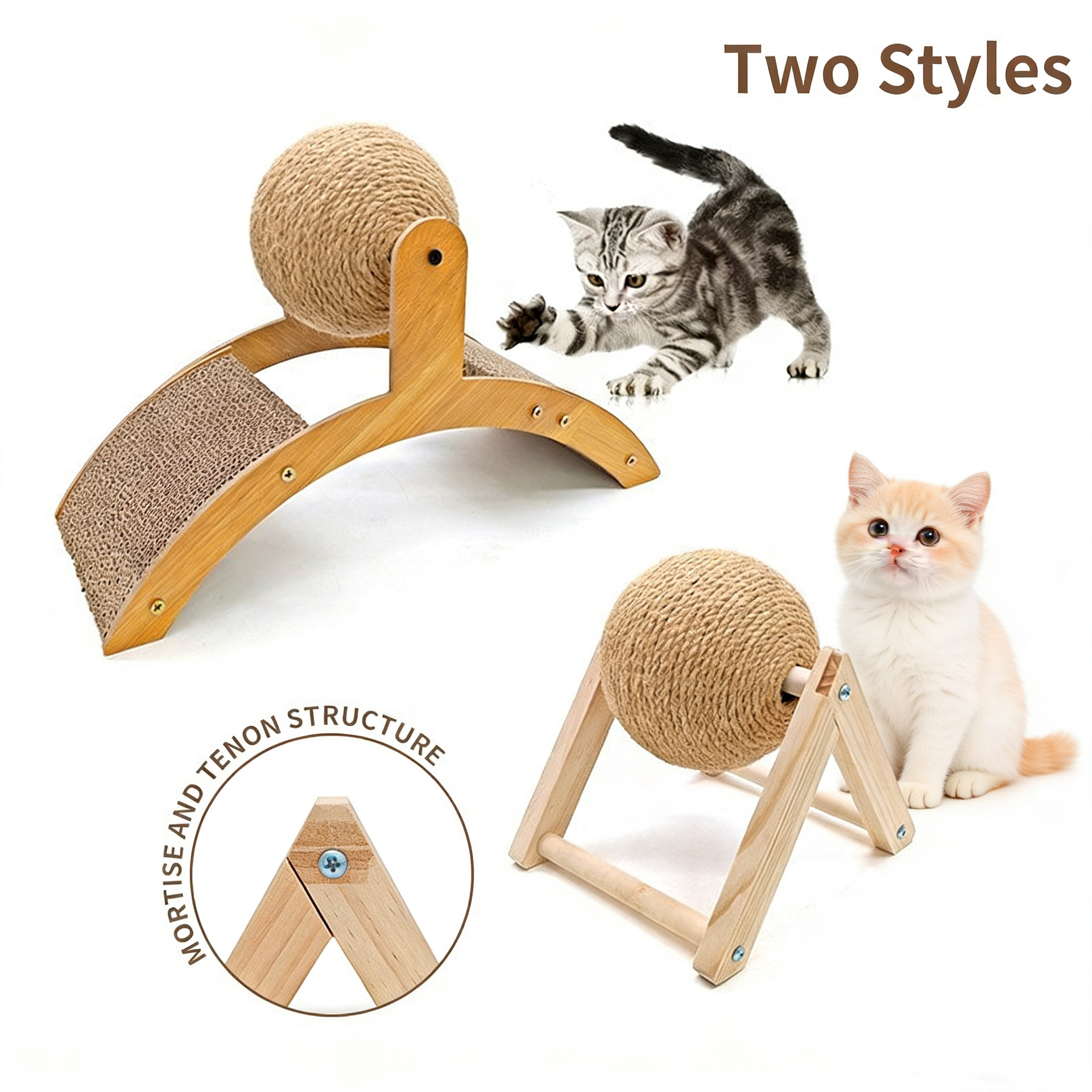 Cat Scratching Board, Cat Toy, Wooden Claw Sharpening Ball, Rabbit Claw Sharpening Rope, Cat Climbing Frame, Sisal Cat Scratching Ball, Pet Supplies