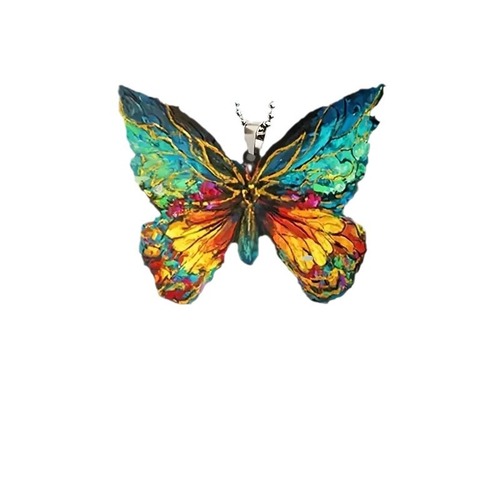 Acrylic flat personalized creative colorful and vibrant butterfly decorative keychain car key holder