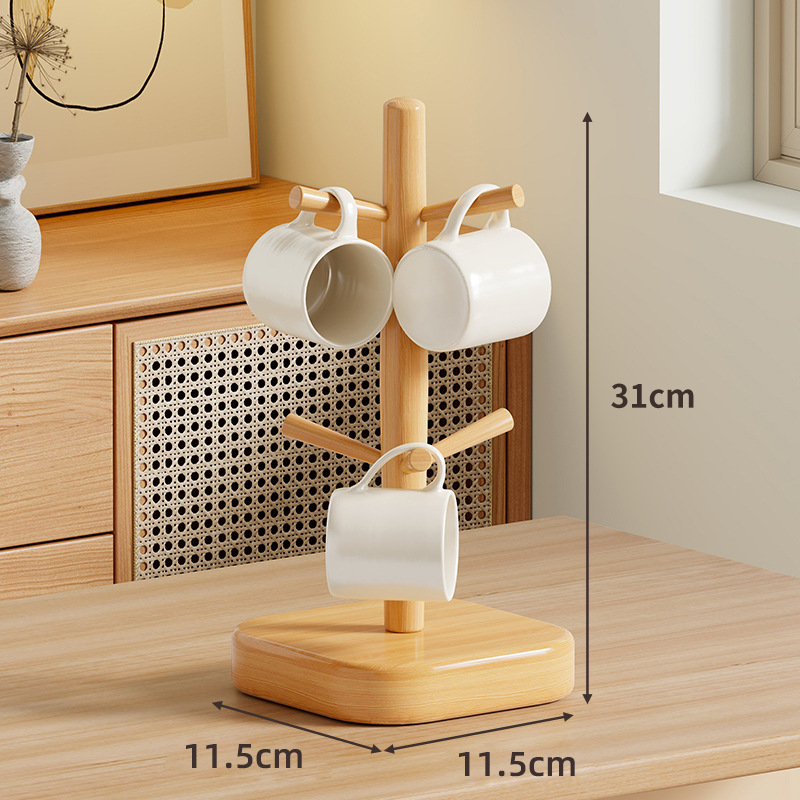 Escurridor de Tazas de Madera de Madera Maciza Escurridor para Mesa de Comedor y Cocina