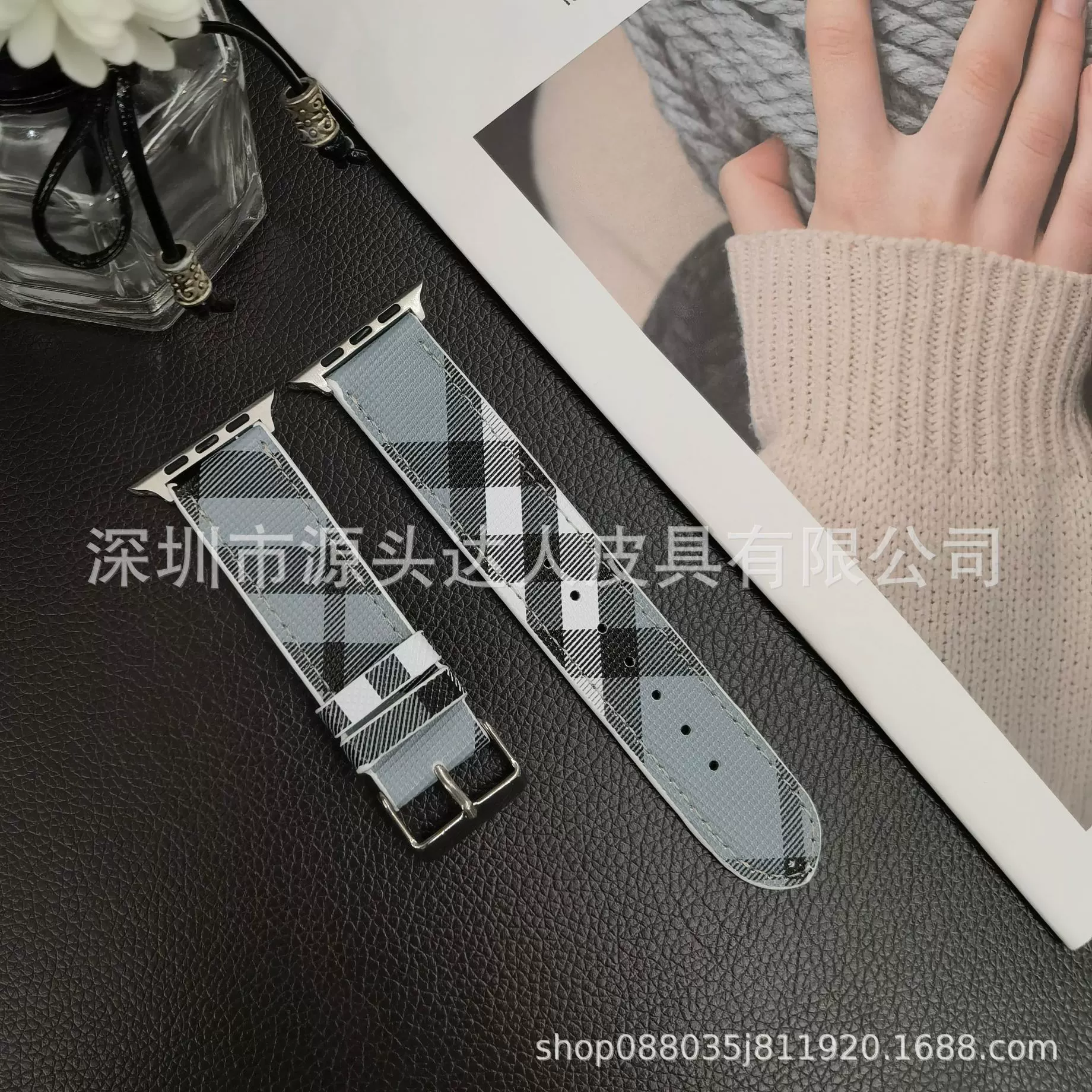 Подходит для Burberry клетчатый кожаный ремешок для часов Apple iwatch38/40/41/42/44/45/49 мм