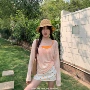 防晒宽松挂脖撞色t恤