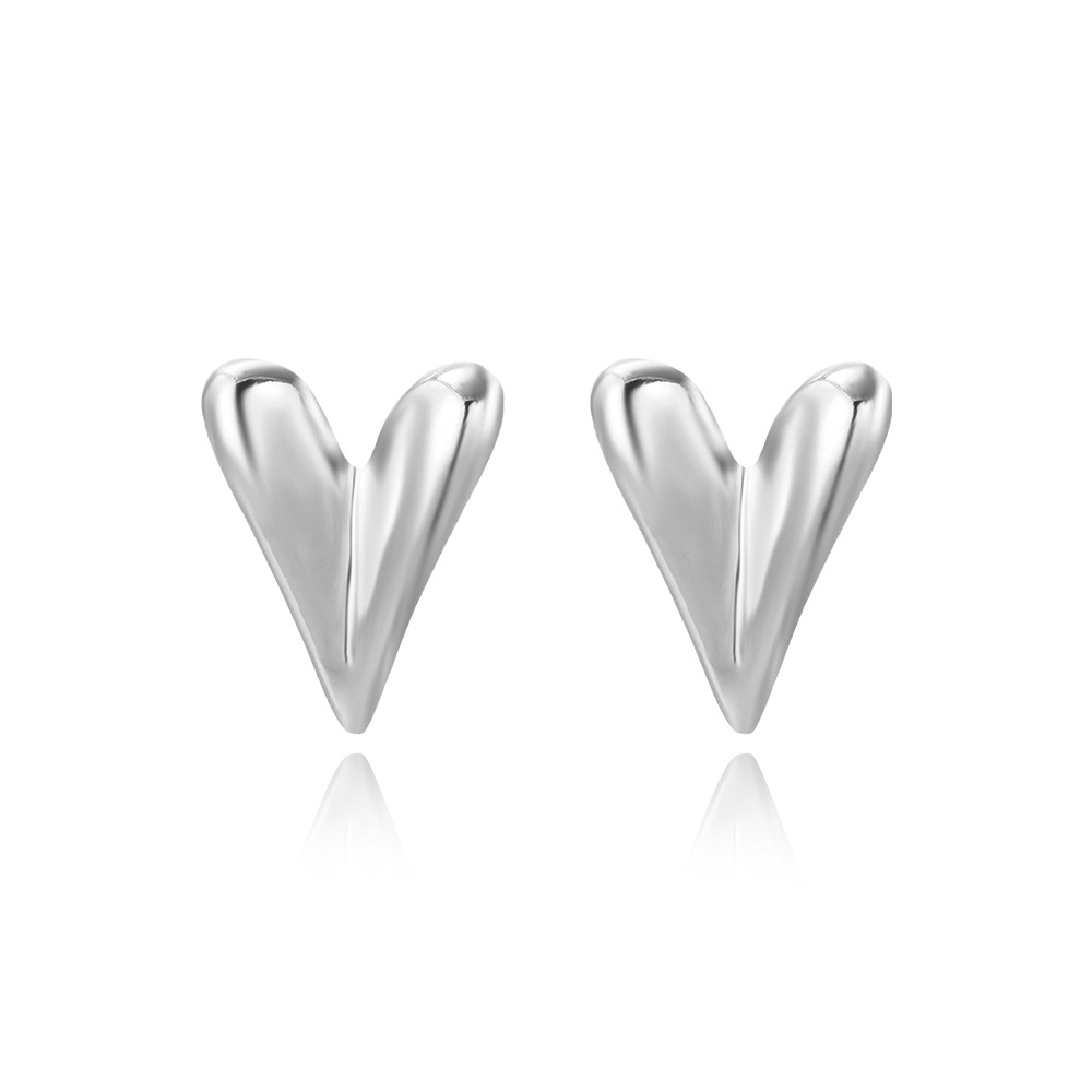 Women's Gender 1 Pair Simple Style Heart Shape Plating Copper Gold Plated Ear Studs
