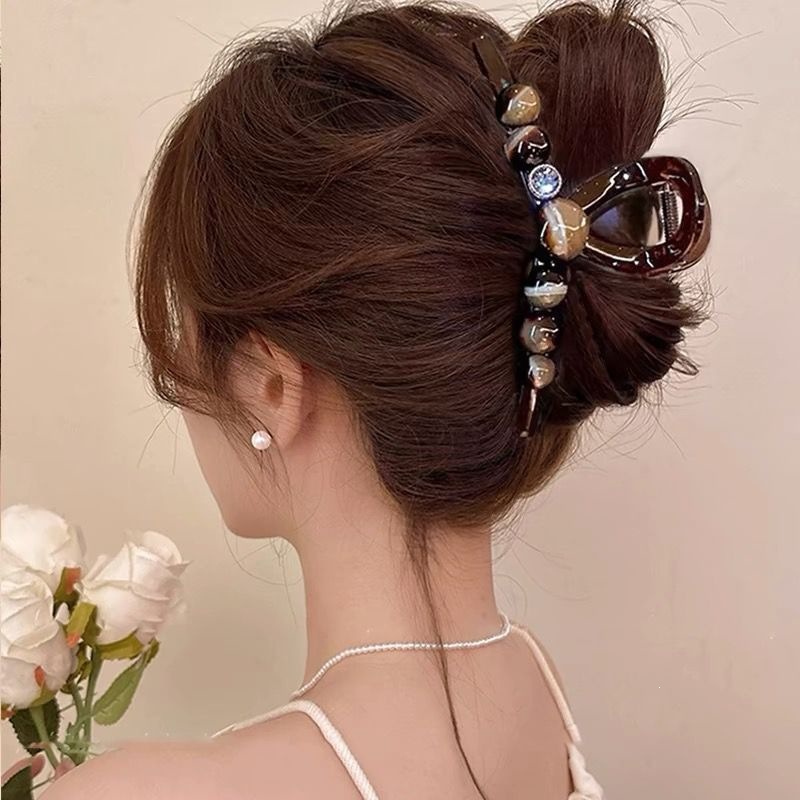 Satín de alta sensación, arco negro grande, clip de tiburón, toque de cabeza, clip de nube, clip de agarre, clip de cabello, tarjeta de cabello de mujer