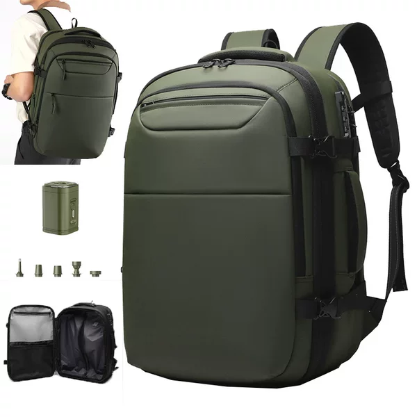 Men's Backpack New Electric Airbag Bag One-Click Vacuum Compression Backpack Multi-Functional School Bag Atmospheric Travel Bag