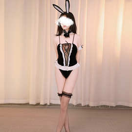 夜色兜兜情趣内衣性感兔女郎诱惑外贸制服连体角色扮演小胸显大女