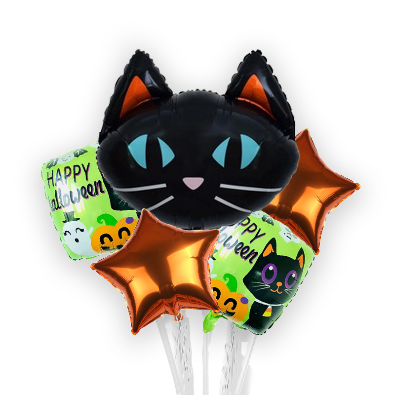 Halloween Aluminiumfolie Ballon fünfteiliges Set Kürbis Halloween Kombination kleines Set Ballon Cartoon Atmosphäre Layout_voghion.com