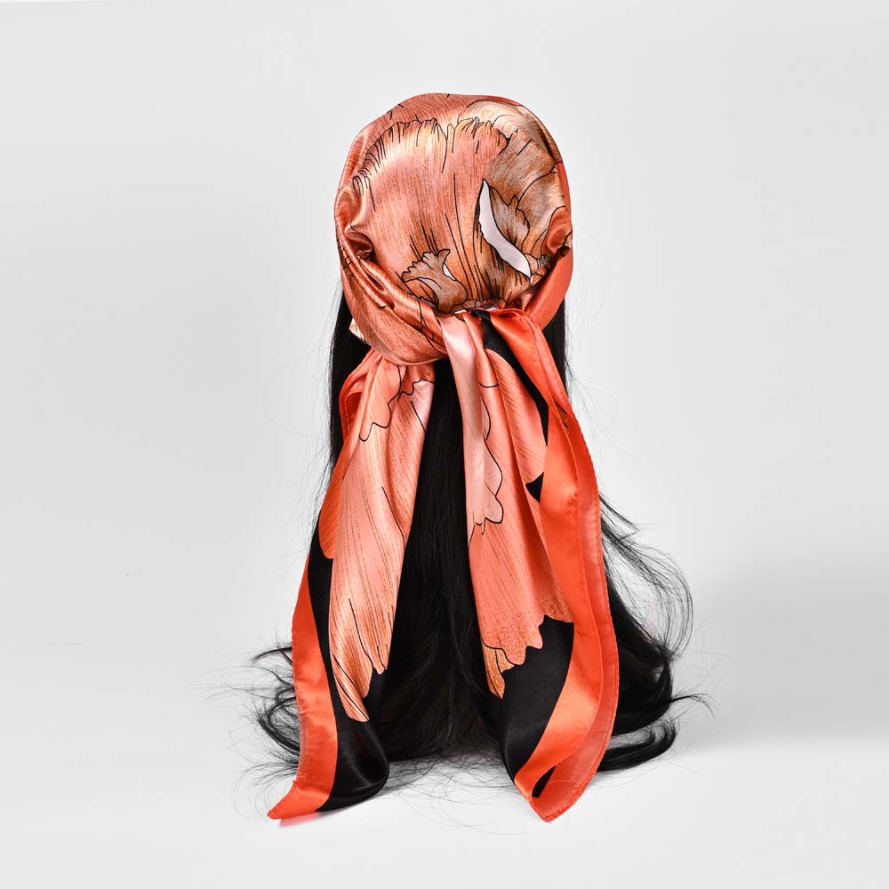 65g Weight Silk Scarf, Kerchief Classification Women's Elegant Lady Printing Satin Silk Scarf Kerchief