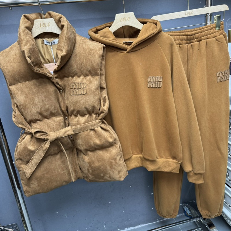 mm家25ss秋冬新款三件套棉服马甲卫衣加绒加厚搭配马甲三件套|undefined