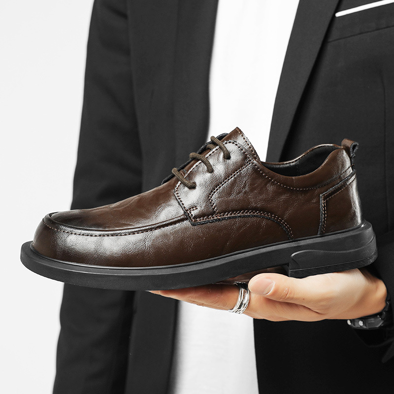 Japón de cuero de negocios zapatos de cuero, cordones de punta para hombre, zapatos de boda de tres juntas, zapatos Oxford, jóvenes británicos