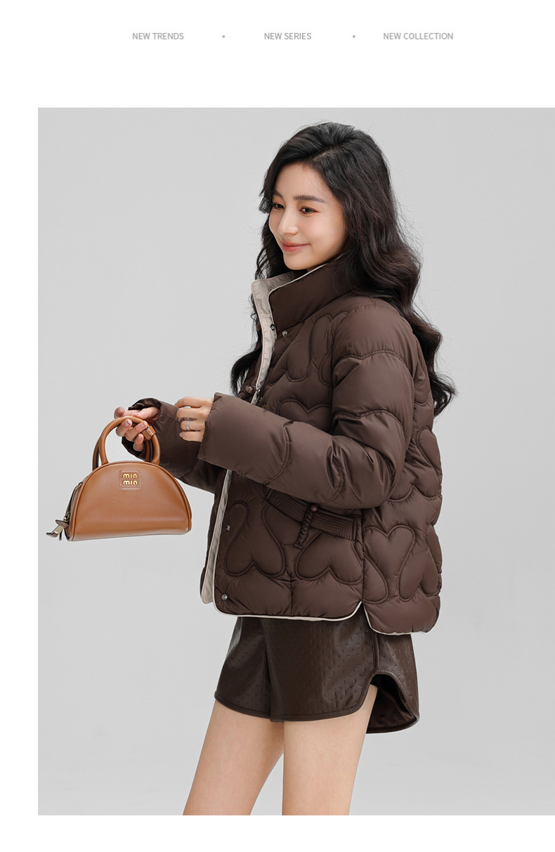 New Chinese style 2024 winter retro button down short fashion stand collar lightweight women's cotton Down jacket_voghion.com