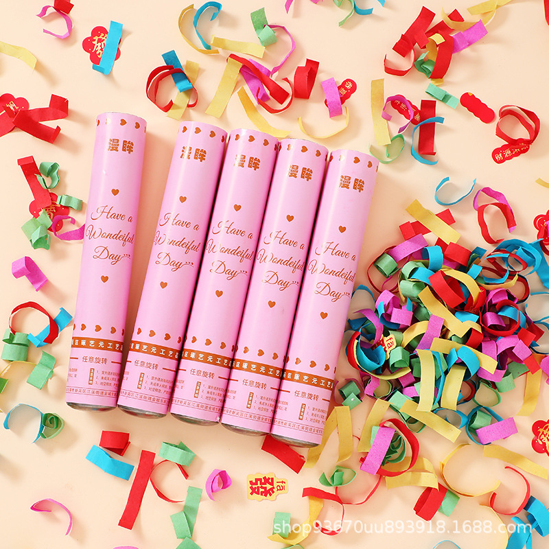 Tubo de confeti de pétalos, tubo de confeti para transmisiones en vivo, confeti de cinta portátil, cañón de confeti de cumpleaños, cañón de confeti láser de estrellas, lentejuelas, cañón de confeti para compromiso y boda