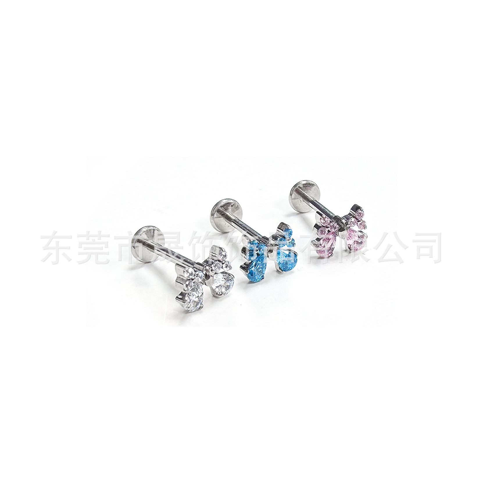 F136 Titanium Alloy Teardrop Butterfly 结 Ear Stud Studded Cubic Zirconia Helix Cartilage Stud 人体 Piercing Jewelry Internal Thread Ear 饰