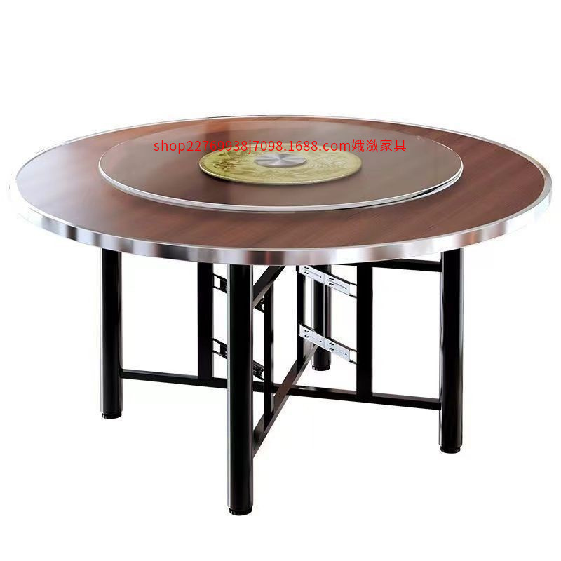 Foldable Round Hotel Use Thickened 12-Person Dining Table for Home Restaurant Commercial Banquet Round Tabletop