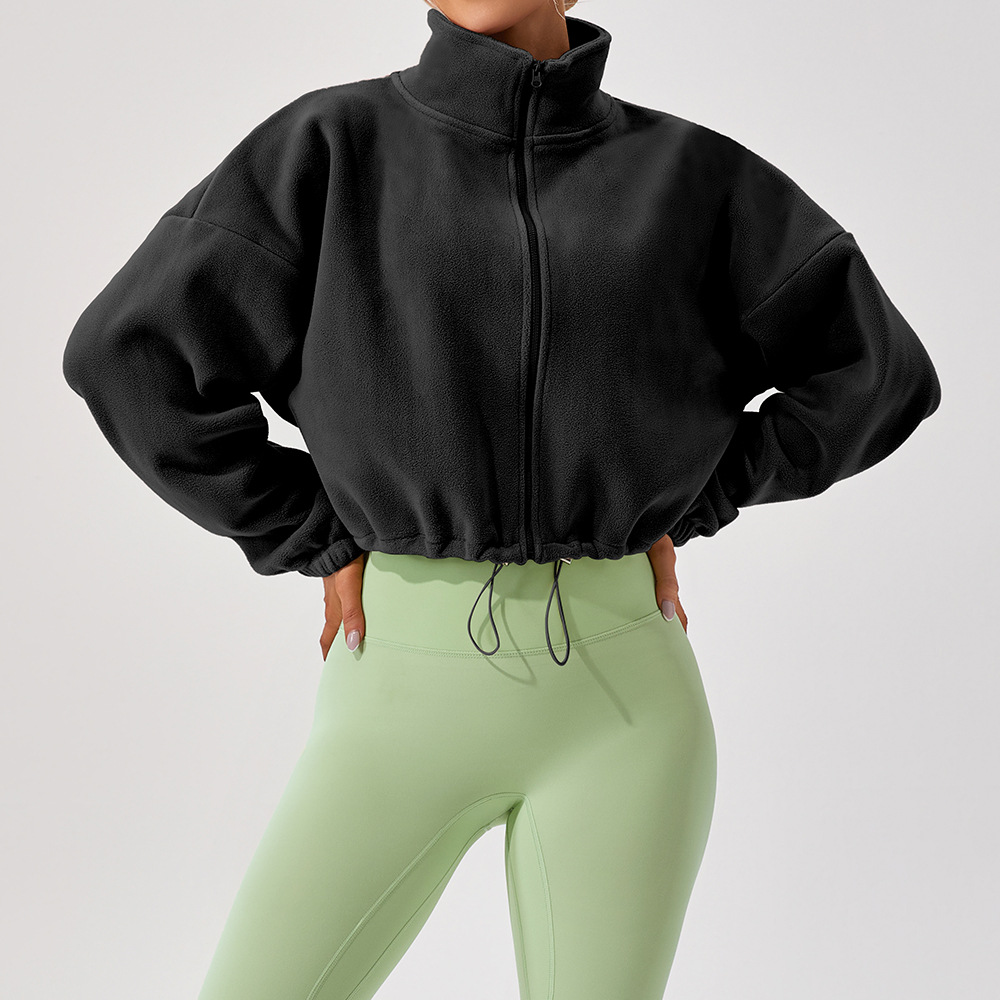 Personalizada invierno collar suelto y cachemira calentamiento correr abrigo corto ocio chaqueta deportiva de cordero al aire libre chaqueta deportiva mujer